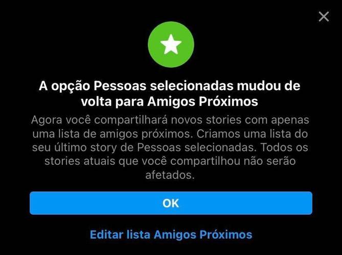 Aviso na rede social alertando o retorno da configuração antiga