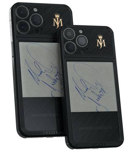 iPhone com autógrafo de Michael Jackson.
