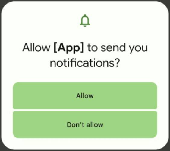 Permissão de notificações do Android 13.