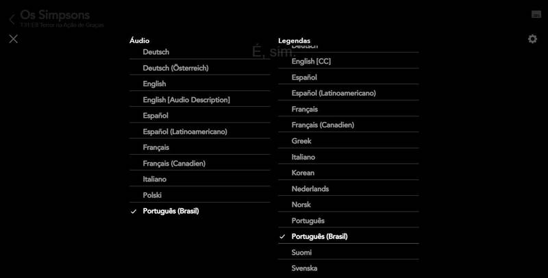 É possível escolher entre as diversas opções de idioma