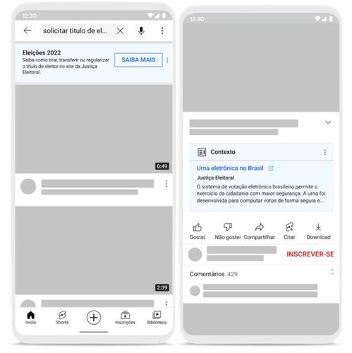 Painéis de informações vão aparecer nas pesquisas sobre as eleições.