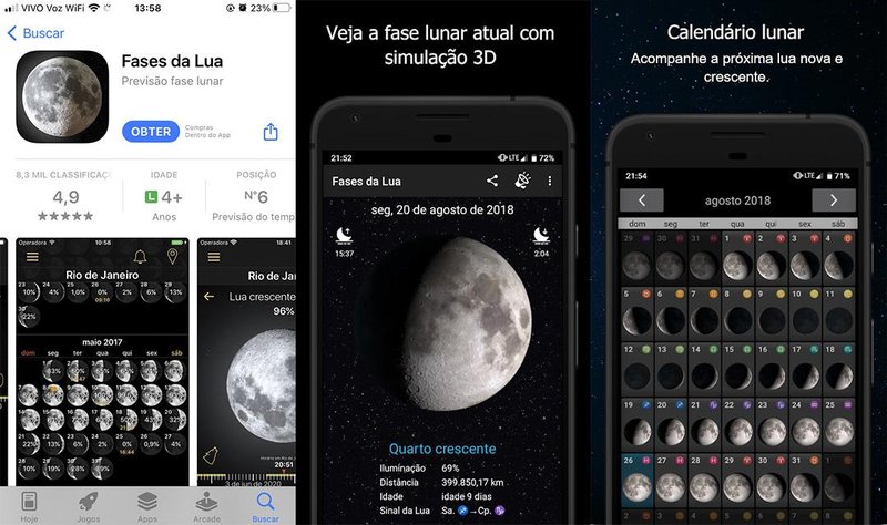 Prático e objetivo, traz as informações sobre as fases e o calendário lunar completo (Fonte: Fases da Lua/Reprodução)