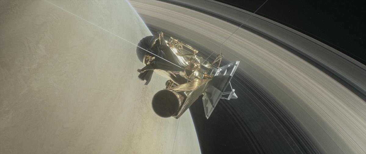 Ilustração mostra a nave Cassini, da NASA, sobre Saturno