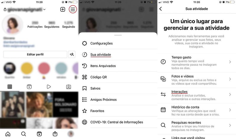 Passos 1 a 3 (Fonte: Instagram/Reprodução).