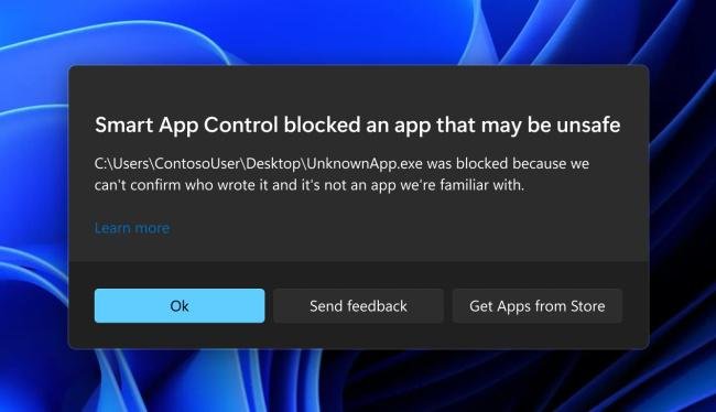 O Controle Inteligente de Apps bloqueia programas maliciosos.