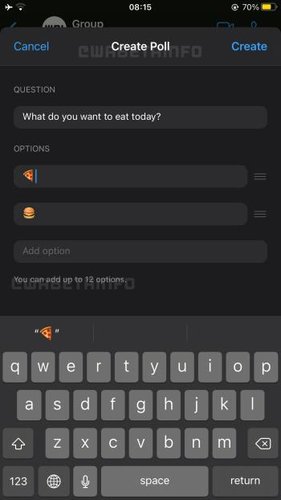 A enquete do WhatsApp permite inserir emojis nas opções de resposta.