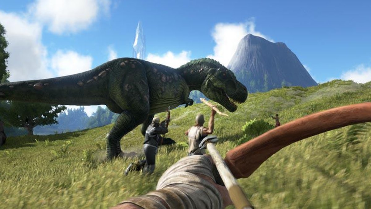 Fundo Jogo Apresenta Um Dinossauro Interativo Que Está No Deserto