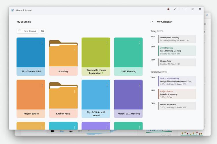 Interface do novo Microsoft Journal. (Fonte: Microsoft / Reprodução)