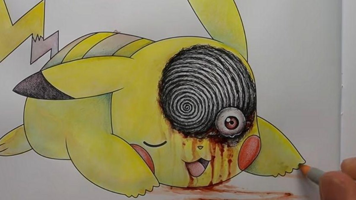 Pokémon do terror: artista aterroriza monstrinhos com livro de colorir