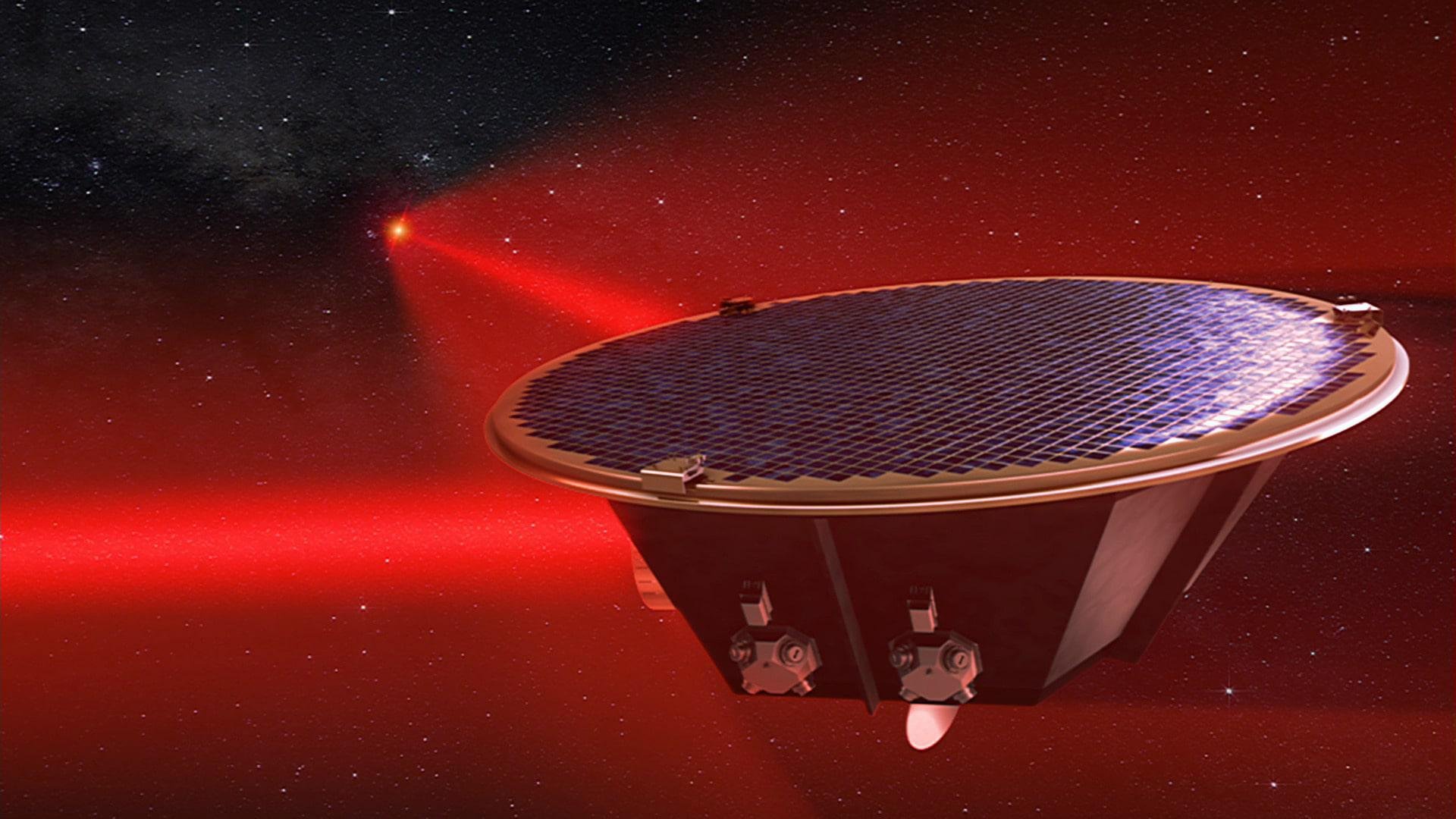 Cada espaçonave LISA irá se comunicar com as outras através feixes de laser (Fonte: NASA/reprodução)