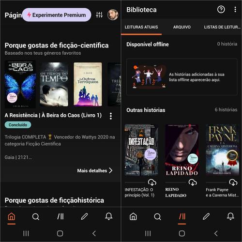 É possível encontrar e adicionar livros à sua biblioteca para ler posteriormente