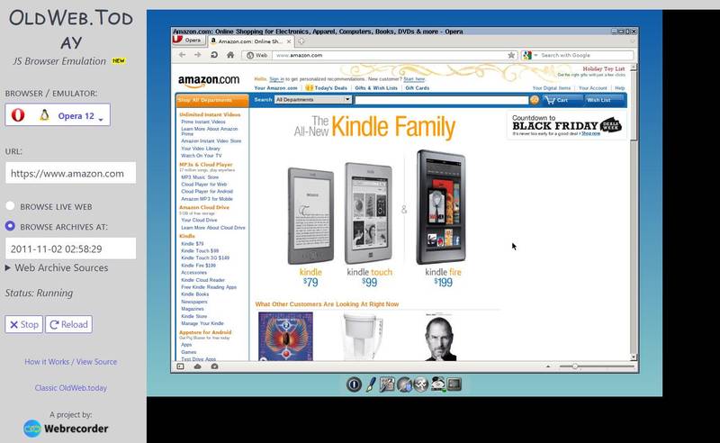 Página da Amazon em 2 de novembro de 2011 (Fonte: Oldweb.today/Reprodução)