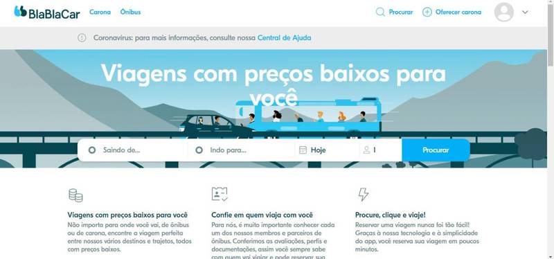 Site BlaBlaCar. (Fonte: BlaBlaCar/Reprodução)