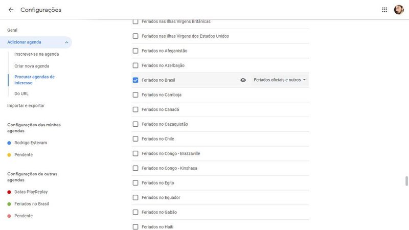 É possível exibir feriados nacionais no Google Agenda com poucos cliques