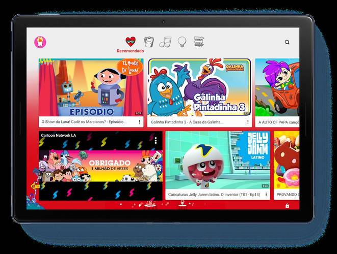 Interface inicial do YouTube Kids. (Fonte: YouTube/Reprodução)