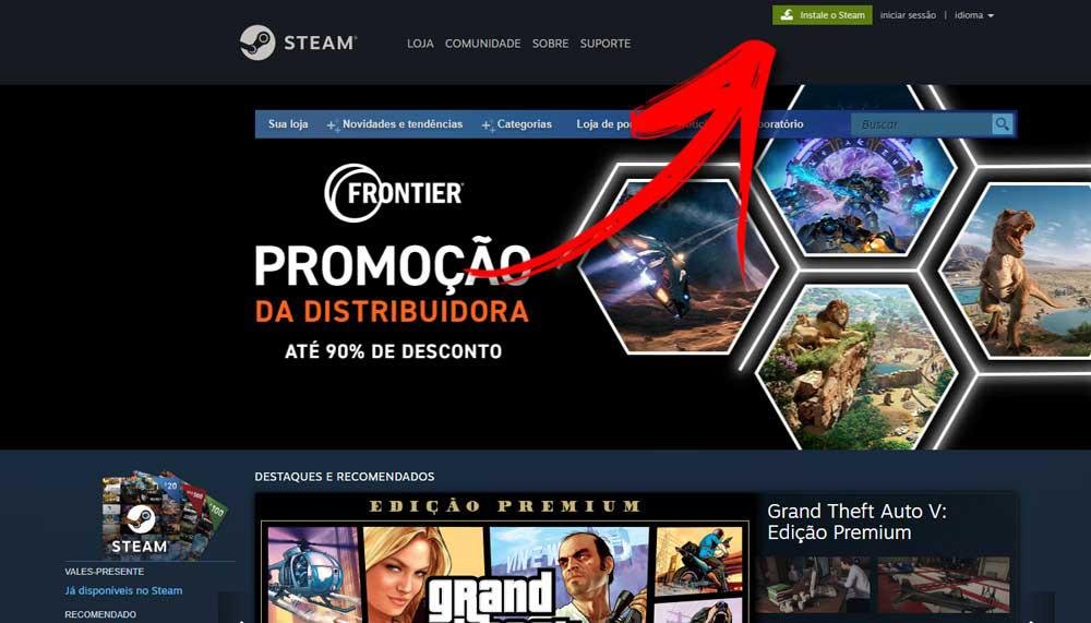 Como instalar e criar conta no Steam