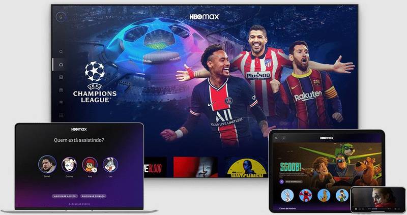 Os apps da HBO Max para várias plataformas.