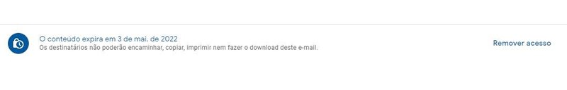 Mesmo que o e-mail ainda esteja dentro do prazo estipulado, você pode revogar o acesso ao conteúdo a qualquer momento