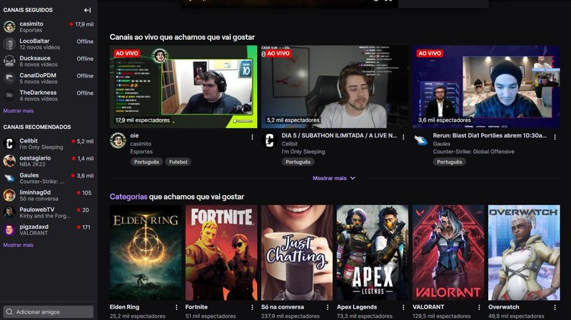 A Twitch conta com um interessante sistema de navegação