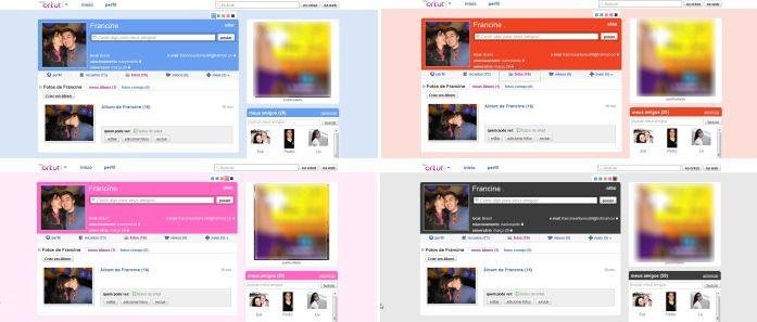 Diferentes cores e temas de perfil