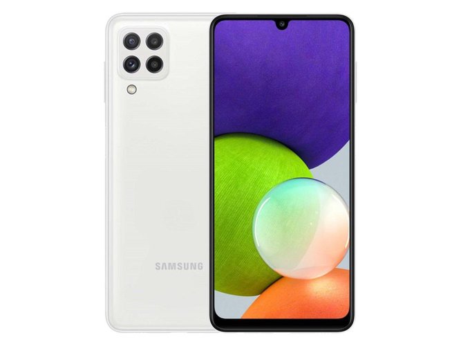 O Galaxy A22 5G conta com leitor de digitais na lateral.