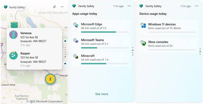 Nova tela do recurso "Segurança da Família", no Windows 11.