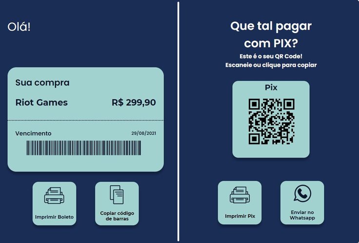 No fim das compras à vista, escolha Pix ou boleto