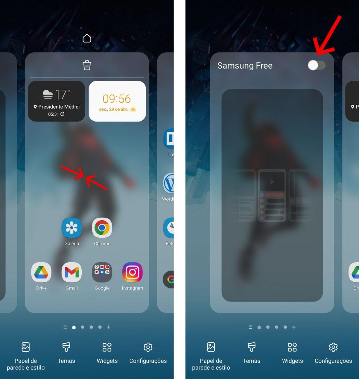 Você pode desligar o Samsung Free diretamente na tela inicial do seu telefone