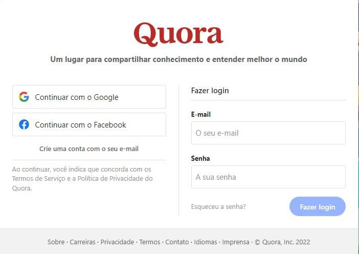 O Quora é uma plataforma de perguntas e respostas 