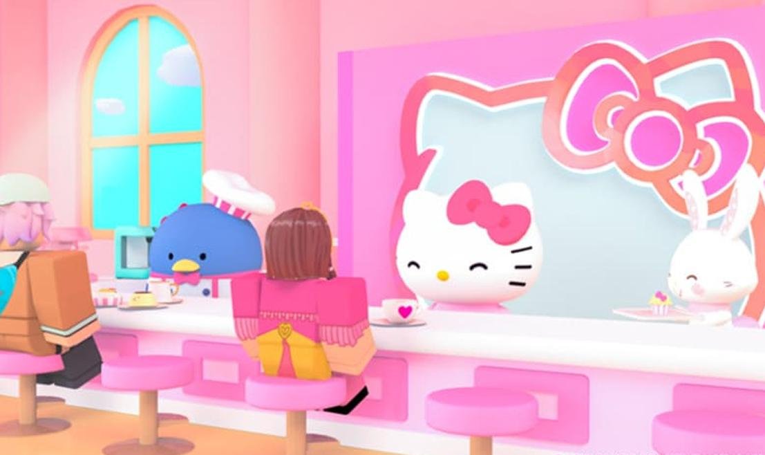 My Hello Kitty Café tem o estilo visual de Roblox e personagens famosos da Sanrio
