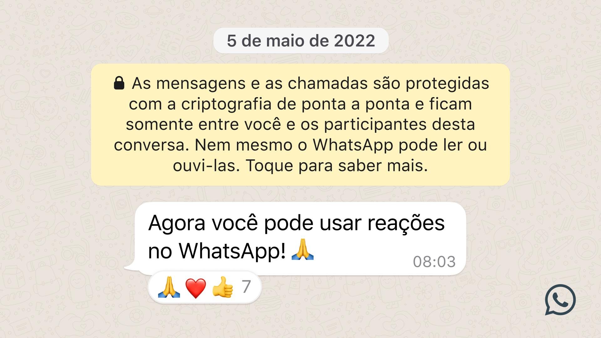 Reações de emojis no WhatsApp