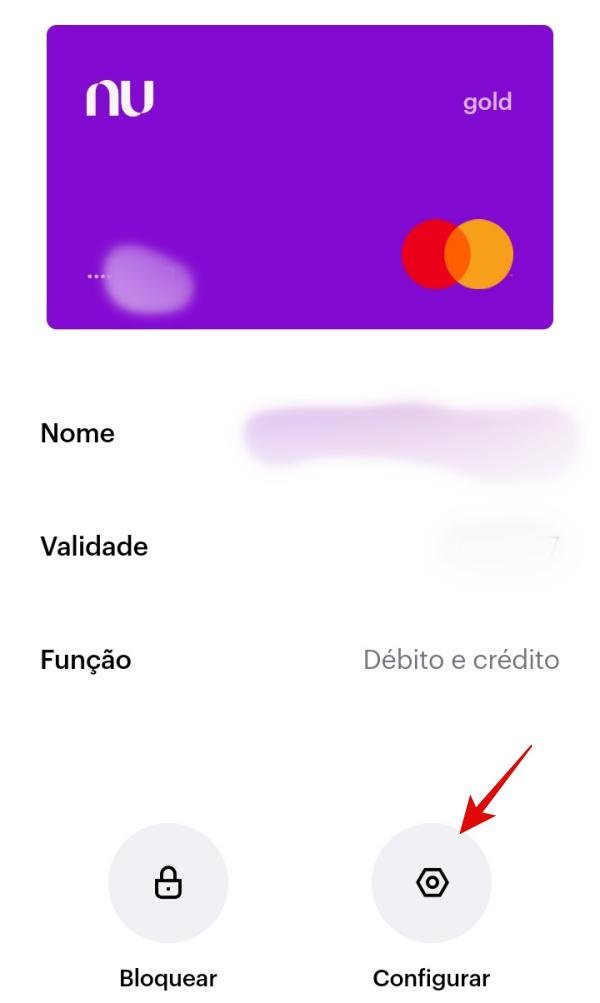 Configurando o cartão para adicioná-lo na carteira digital.