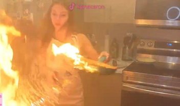Streamer quase incendeia cozinha durante live após panela pegar