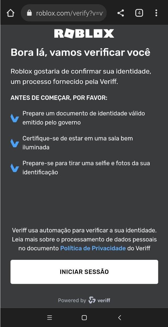 Verificação de idade por identidade – Suporte Roblox