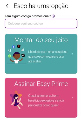 Escolhe a primeira opção para ter acesso ao plano de diárias de apps