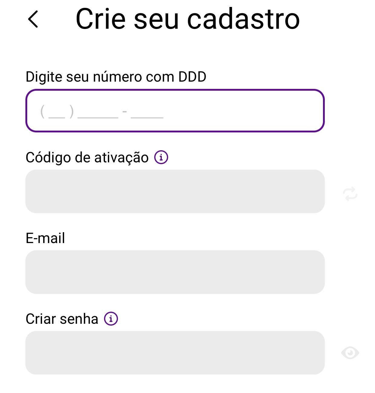 Preencha seus dados antes de ir para a tela de pagamentos