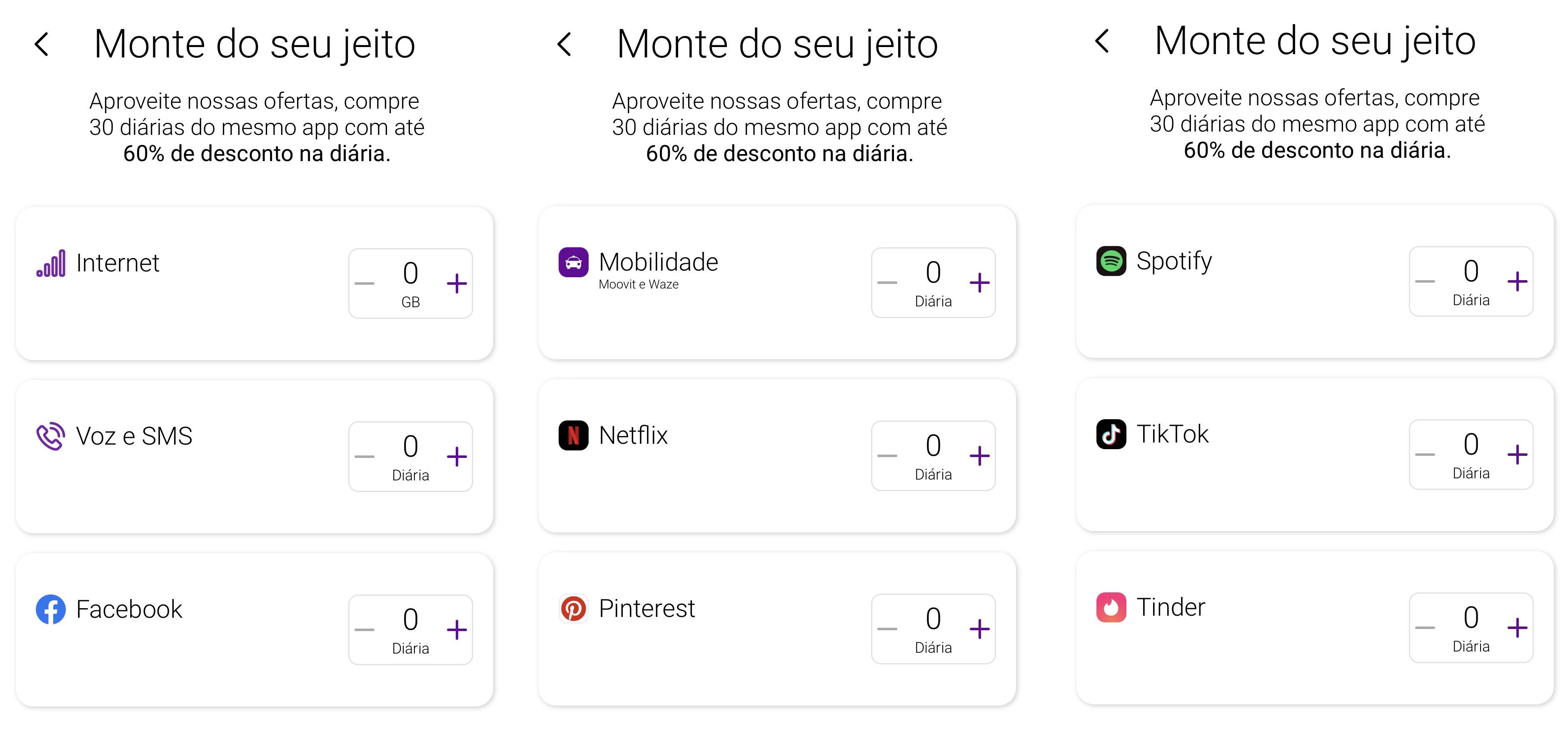 Planos de diárias de aplicativos do Vivo Easy