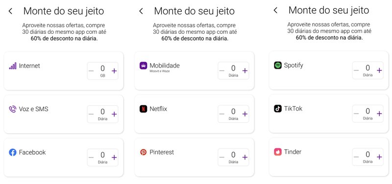 Planos de diárias de aplicativos do Vivo Easy