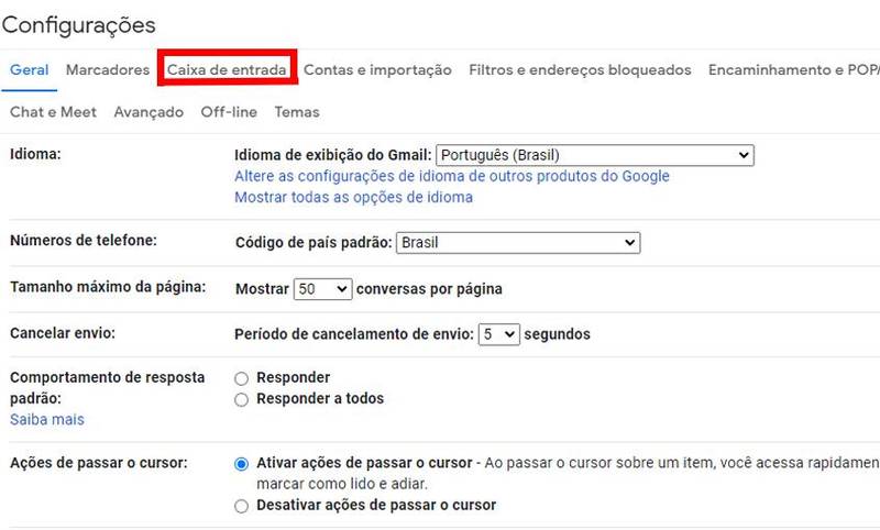 "Caixa de entrada"