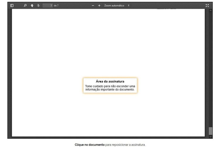 Posicione a sua assinatura no documento