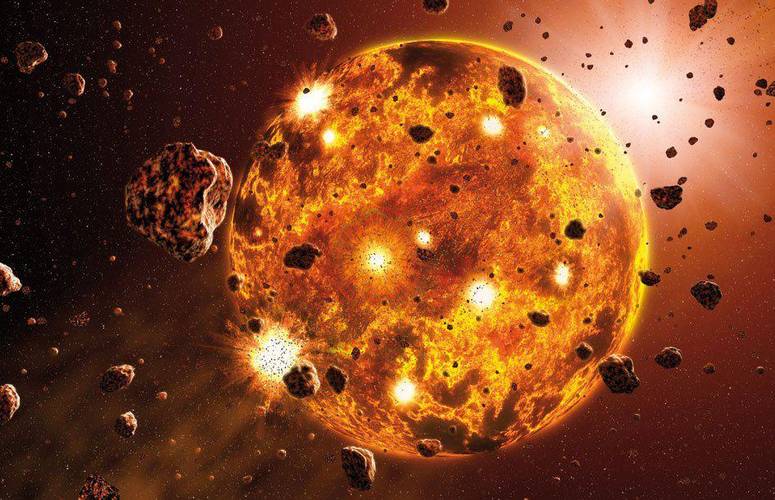 Representação artística da formação planetária.