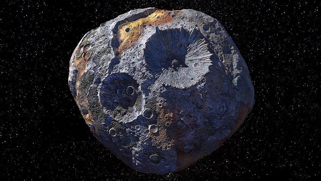 O asteroide Psyche é um dos corpos do cinturão de asteroides que será alvo de uma missão da NASA (Fonte: Wikimedia Commons/NASA/JPL-Caltech/ASU/Peter Rubin)