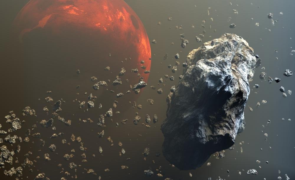 Entre Marte e Júpiter existe uma zona rica nessas rochas, o cinturão de asteroides (Fonte: Shutterstock)