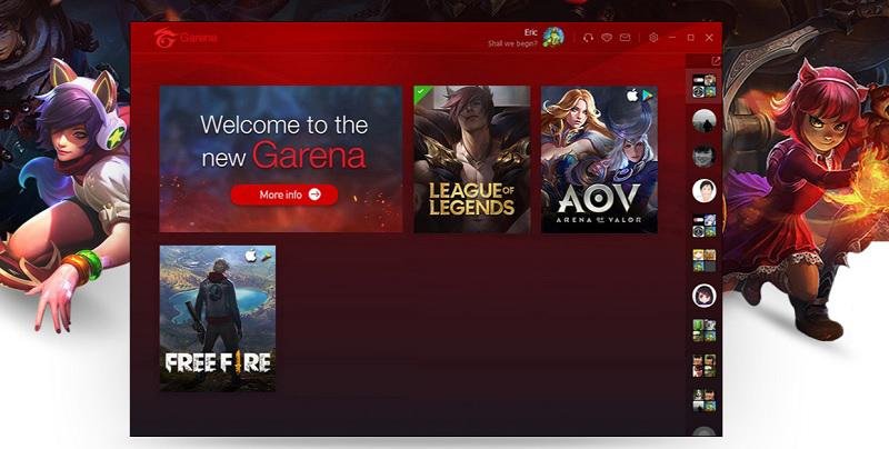 A Garena trabalha com vários jogos.