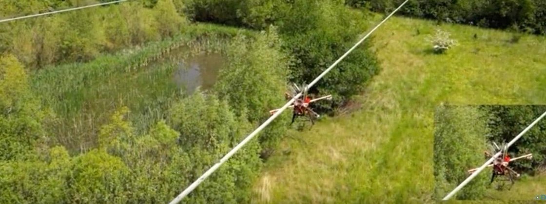 Imagem de: Novo drone pode ser carregado em fios de alta tensão durante voo