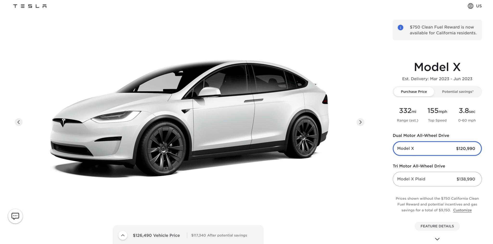 Model X recebeu um dos maiores reajustes de preço. (Fonte: Tesla via Electrek / Reprodução)