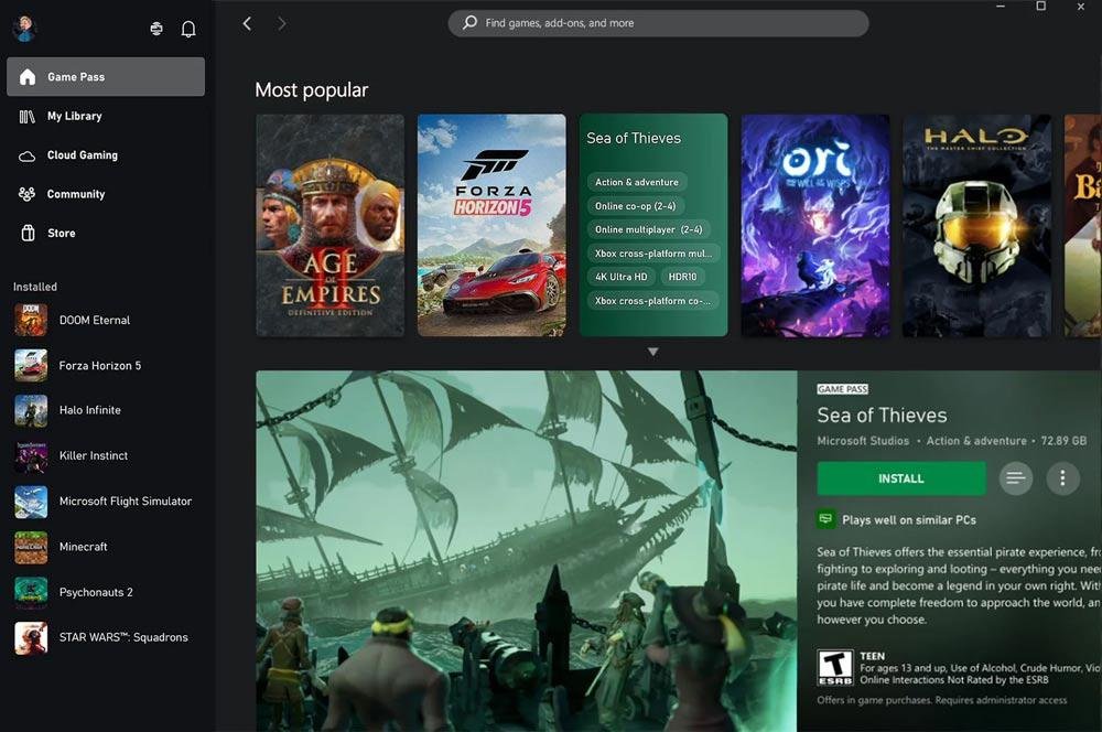 Nova atualização do app do Xbox para PC traz indicador de desempenho, mostrando se os jogos vão rodar bem no seu computador