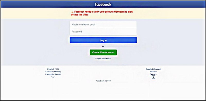 Página de login falsa do Facebook. (Fonte: PIXM/Divulgação.)