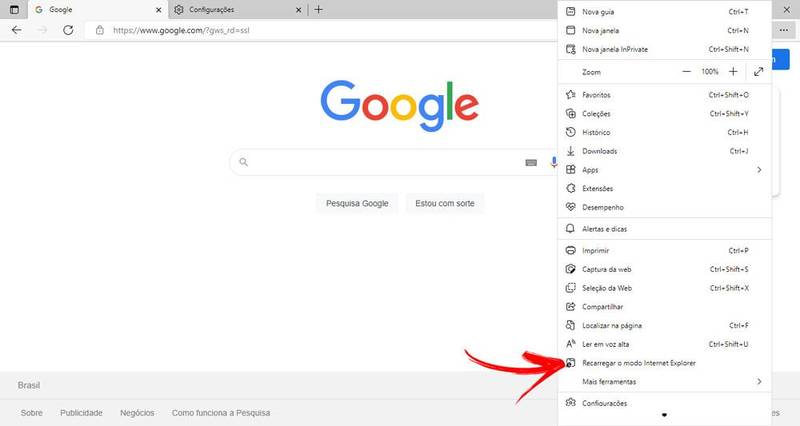 Com o modo IE ativado, é possível carregar os sites como se estivesse sendo abertos no Internet Explorer