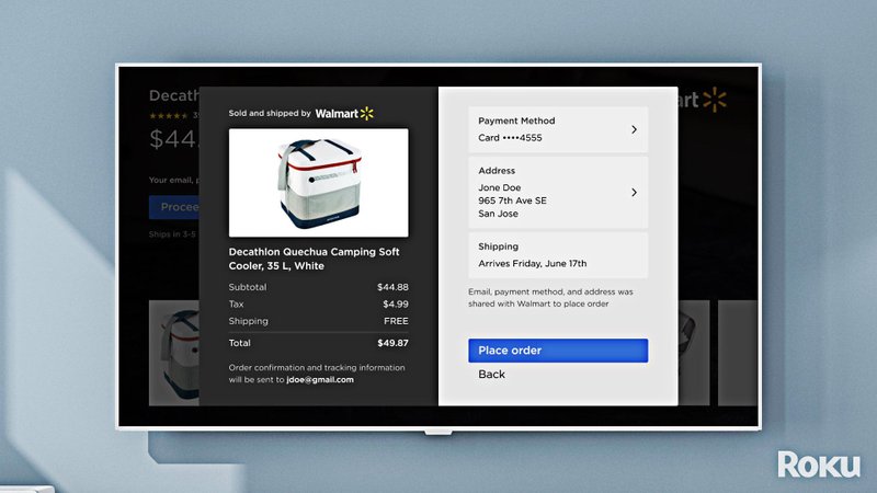Finalização de uma compra no Walmart via Roku. (Fonte: Roku/Divulgação.)
